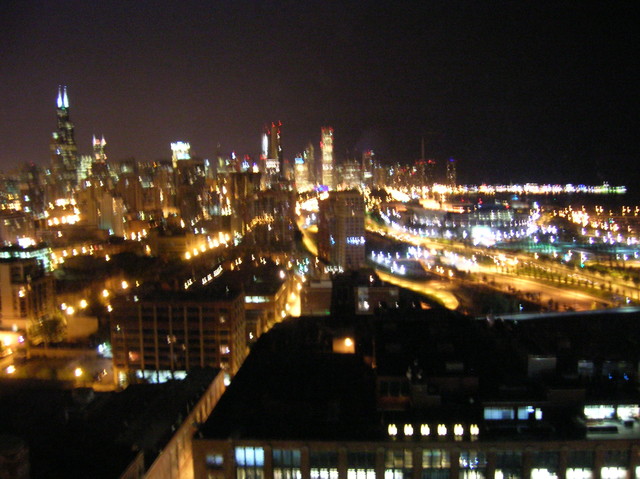 blurry view from hotel 2
That's Navy Pier in the upper right that goes out into Lake Michigan.