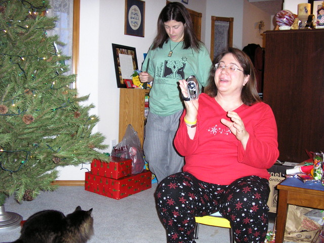 Me trying to figure out my new tiny little camcorder.