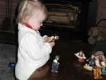Off to Nuffers and Rhya checks out the shepherd in Grandma Nuffer's nativity set