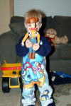 Kyton recieved Woody (or Boody as he calls him) and was very happy to show him off.