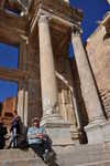 Sitting on the Library steps in Ephesus