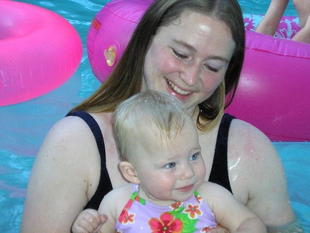 Brittney and Rhya in the pool