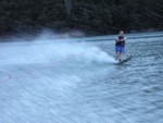 Dave skiing in the pre-sun water