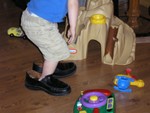 Kyton, this time with grandpa's big shoes
