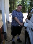 Jared getting gas at Antlers on our way out Tuesday afternoon