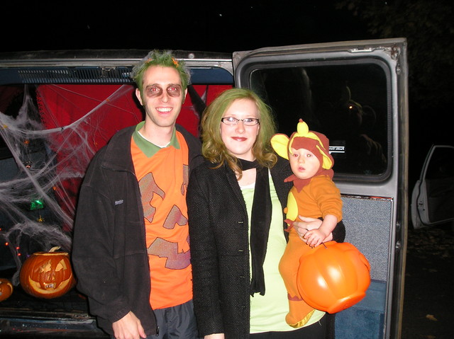 Dave, Liz and Q ready for the ward trunk or treat