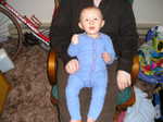 our tall baby boy, wearing his sweet long-john PJs