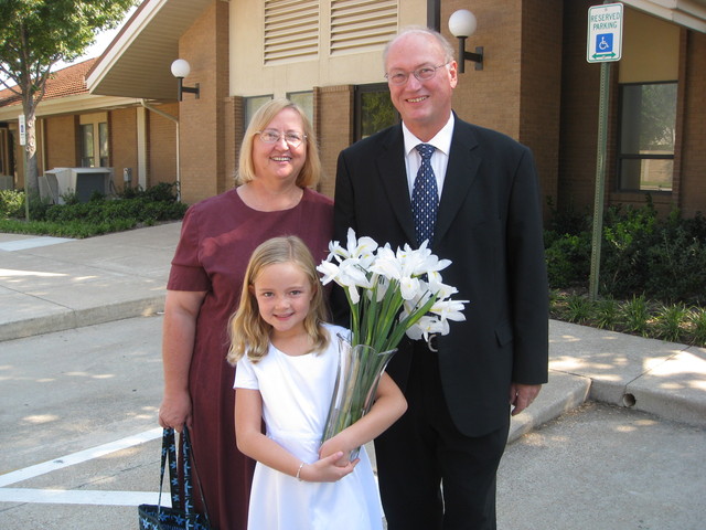 Abby at baptism with G&G
