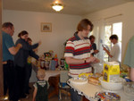 Lots of people and food at Amy's graduation party