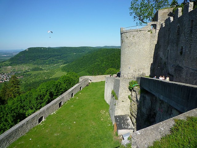 Hohenneuffen castle and paraglider