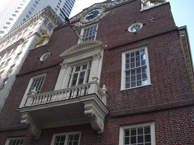 Old State House balcony where the Declaration of Independence was first read to the public
