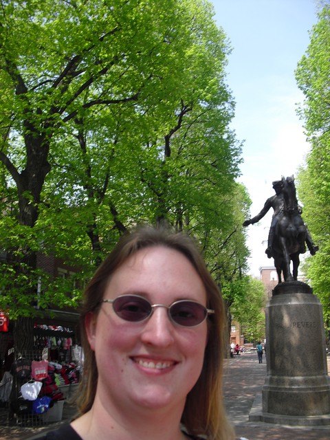 Paul Revere statue, me, and a shirt stand
