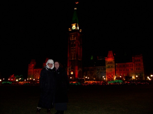 my comp and I in front of Parliament on Christmas Eve