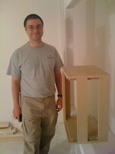 017 Dan with the speaker stands he built today.
