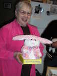 Grandma Kerr with the bunny whose ears fly up when he sings.