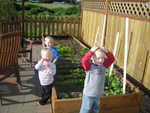 The kids with their garden