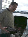 Dad making steaks for all 5 of us on our balcony.