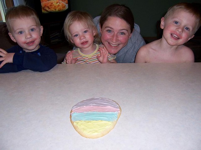 Our family easter egg cookie, the kids decorated it, mostly.