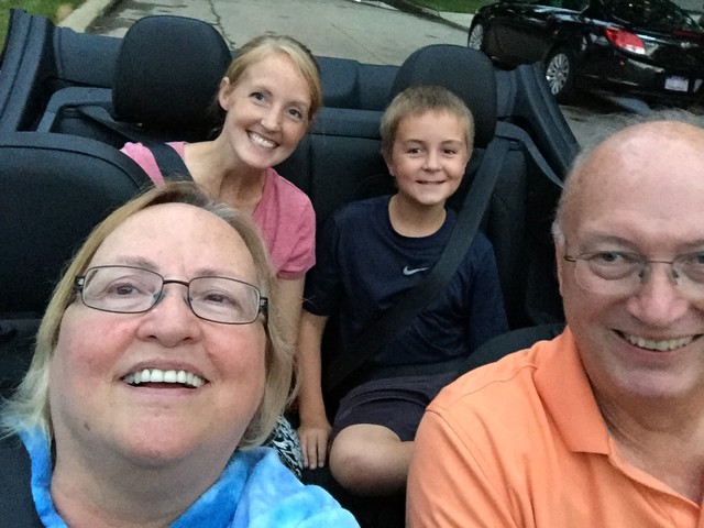 Selfie in the convertible.   2015-08-10
