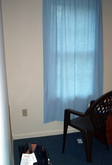the New Room with Blue curtains and blue carpet